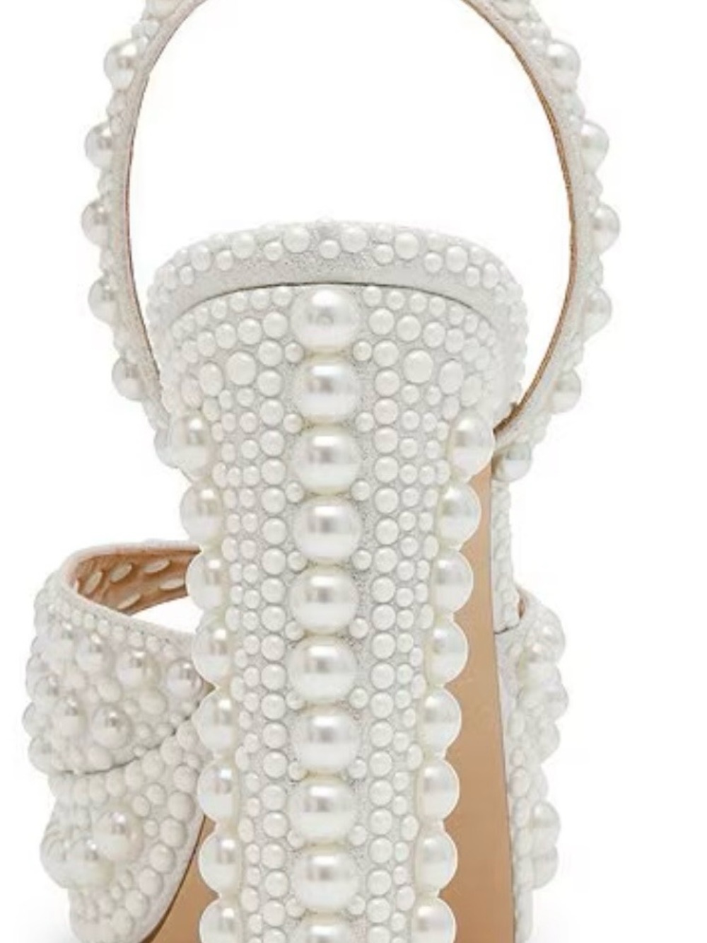 Steve Madden Womens Bridal Pearl Embellished Ankle Strap Block Heel Platform - Picture 2 of 7
